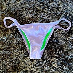 Blue braided thong bikini bottoms